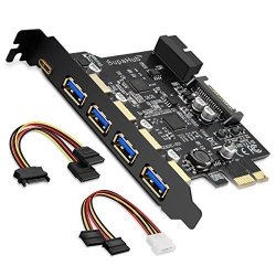 SupaHub Pci-e To Type C 1 Type A 4 USB 3.0 5-PORT PCI Express Expansion Card Capable Of Expanding + 2 USB 3.0 Ports