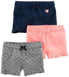 Simple Joys By Carter's Girls' Toddler 3-PACK Knit Shorts Pink.gray Navy 2T
