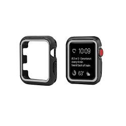 TOP4CUS For Apple Watch Case Scratch-resistant Soft Flexible Tpu Lightweight Protective Protector Bumper For Apple Iwatch All Series Series 3 Series 2 Series 1 Black & Gray 42MM