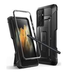 Samsung Galaxy S21 Ultra Full Body Rugged Protective Case With S-pen Slot Black