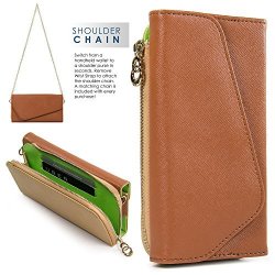 Brown Two-tone Samsung Galaxy Note 4 Note 5 Clutch With Shoulder Strap