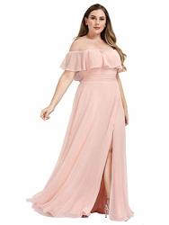 Ever-pretty Women's Plus Size Bridesmaid Dress Wedding Guest Dresses For Women Pink US14