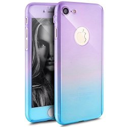 Phezen Iphone 5S Case Iphone Se Case Gradient Color Full Body Coverage Ultra-thin Hard Hybrid Plastic With Tempered Glass Screen Protector Protective Case For
