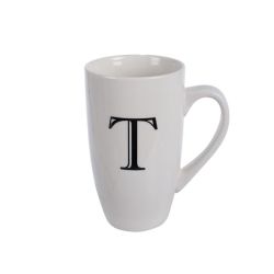 Mug - Household Accessories - Ceramic - Letter T Design - White - 8 Pack