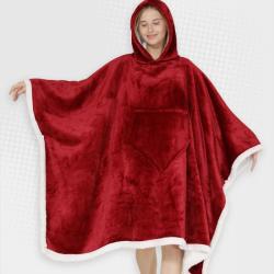 Adults Ruby Red 2 In 1 Hooded Poncho Blanket
