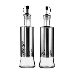 Oil & Vinegar Glass Bottles With Metal Coating - 2 Piece 300ML