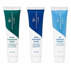 Dermatologists Choice Glycolic Acid 60 Seconds To Glow Travel Kit Ph Balanced Cleanser Ultra Anti-aging Cream And Facial Enhancement Cream 0.5 Ounces Each Cruelty-free