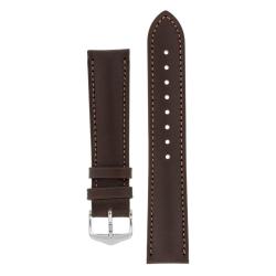 Kent Textured Natural Leather Watch Strap In Brown - 18MM Silver