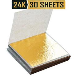 Premium Golden Yellow 24K Edible Gold Leaf Sheets 1.5X1.5 Made Of 99.99% Real Gold Used In Beauty Routine And Makeup Bakery And Pastry Eg.
