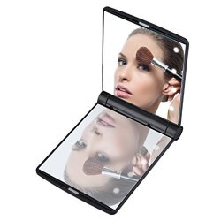 MINI LED Lighted Makeup Mirror Foldable With 8 LED Lights Free Standing Travel Mirror For Desktop
