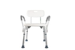 Shower Chair With Arm Rest & Backrest Aluminum White