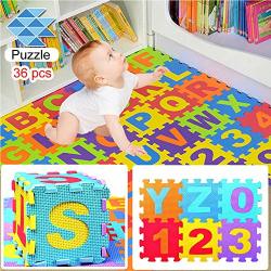 Fullfun 36PCS 15X15CM Kids Puzzles Toys Eva Foam Mat Alphabet Letters Numbers Puzzle Children Intelligence Development