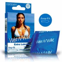 Contempo Wet N Wild Extra Lubricated Condoms 3 Pack