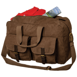 Out Of Africa Canvas Duffel Bag With Dual Front Pockets - Barron - New - Brown Colour