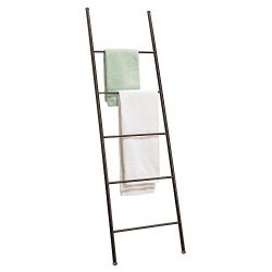 Mdesign Free Standing Bath Towel Bar Storage Ladder - 5 Rungs Bronze