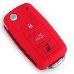 2 Pack Vw Skoda Seat 3 Buttons Silicone Car Key Protection Case Car Key Cover Fob Holder Red