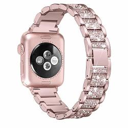 Secbolt Bling Bands Compatible Apple Watch 38MM 40MM Band Metal Replacement Wristband Compatible Iwatch Series 4 3 2 1 Rose Gold