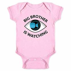 Big Brother Is Watching Video Call Funny Pink 6M Infant Baby Boy Girl Bodysuit