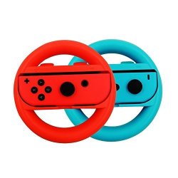 Steering Wheel Handle Grips For Nintendo Switch Racing Wheel Joy-con Grips Handle Set By Lammcou For Nintendo Switch Controller-blue&red