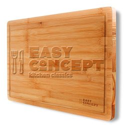Extra Large Bamboo Cutting Board With Drip Groove By Easy Concept - Stronger Than Plastic Ware - Thick And Heavy Duty Stylish Serving And
