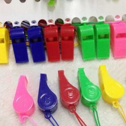20 Pcs Plastic Whistle With Hang Rope Emergency Survival Sports Many Colors