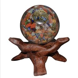 Crocon Mix Chakra Orgone Sphere Ball With Tree Of Life Symbol For Crystal Energy Generator Reiki Healing Chakra Balancing Aura Cleansing Emf Protection Spiritual