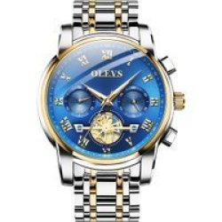 Men& 39 S Fashion Chronograph Tourbillon Watch Blue And Gold
