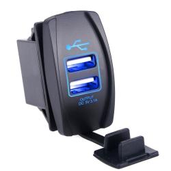 USB Charger Socket Waterproof Dual Ports USB Outlet Dc 12V 24V 3.1A For Toyota Boat Iphone Samsung Suv Atv - Blue