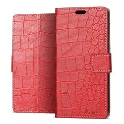 Riffue Nokia 8 Case Nokia 8 Wallet Case Premium Pu Leather Case Flip Folio Protective Case Magnetic Elegant Crocodile Pattern Cover For Nokia 8 5.3" - Red
