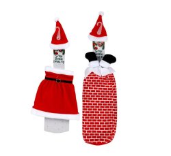 Xmas - Table Decor - Wine Bottle Dress Up - Santa - 42CM - 8 Pack