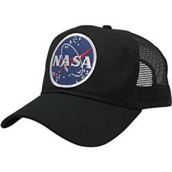 Armycrew Nasa Space Logo Embroidered Iron On Patch Snapback Cap - Mesh Back - Black