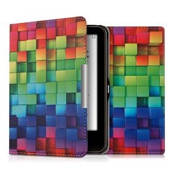 Kwmobile Elegant Synthetic Leather Case For The Tolino Vision 1 2 3 4 HD Design Rainbow Cubes In Multicolor Green Blue