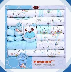100% Cotton Newborn Clothes Summer Baby Gift Box Set 18PCS For 0- 12 Months - Blue 10-12 Months