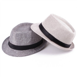Unisex Men Women Straw Floppy Belt Fedora Hat Derby Beach Trilby Panama Hat