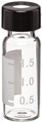 Wheaton W225151-06 Borosilicate Glass 1.8ML Writing Patch Vial With 0.010 Ptfe Lined 9MM Abc Screw Cap Clear natural Case Of 100