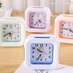 Tuersuer Best Alarm Clock Creative Square Alarm Clock With Night Light For Children Kids Students Blue