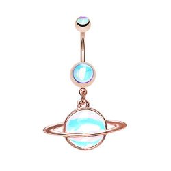 Little Aiden Rose Gold Saturn Planet Revo Navel Belly Button Ring Size 14GA 3 8