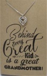 Crcs -stainless Steel Necklace On Card-grandmother & Kid