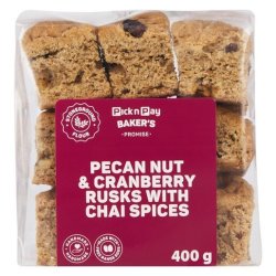 Pecan Nut & Cranberry Rusks With Chai Spices 400G