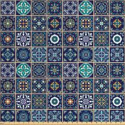 Lunarable Mosaic Outdoor Tablecloth Portuguese Azulejo Moroccan Culture Ceramic Tiles European Arabian Oriental Decorative Washable Picnic Table Cloth 58 X 120 Inches Purple Teal Yellow