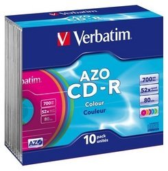 Verbatim Pack of 10 700MB Colour CD-R Discs