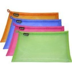Bantex A5 Zippa Mesh Bag Plain Assorted Colours