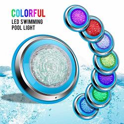 Zkoni LED Pool Light 36W 12V Rgb Color Changing Swimming Pool Light By Remote Control IP68 Waterproof Stainless Steel Face Rim 1.5M Cord Wall