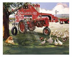 The Jigsaw Puzzle Factory Farmall Tractor Big Red Barn Farm Animals Puzzle Game For Kids And Adults With Collectible Box 100 Piece 9 X 7 Inch 100% Biodegradable