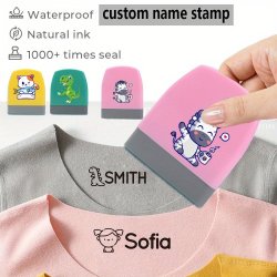 1PC Custom Name Stamp For Clothing - Personalized Self-inking Fabric Label Seal Waterproof Plastic No Power Supply Needed