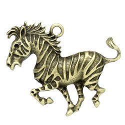 Charms - Antique Bronze - Zebra - Pendants - Large 4cmx4.9cm
