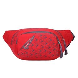 Prettymenny Waist Belt Zip Pouch Running Bum Bag Travel Handy Hiking Sport Fanny Pack Red