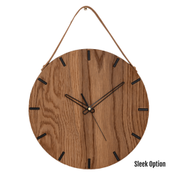 Liam Wall Clock In Oak - 250MM Dia Natural Sleek Black Second Hand