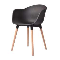 Contemporary Tub Chair - Polypropylene With Wooden Legs - Black