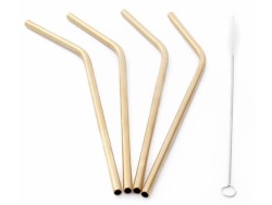 Nicolson Russell Stainless Steel Straw Set Of 4 Gold